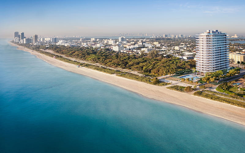 Miami Beach, Florida, coast, coastline, Atlantic Ocean, beach, HD wallpaper