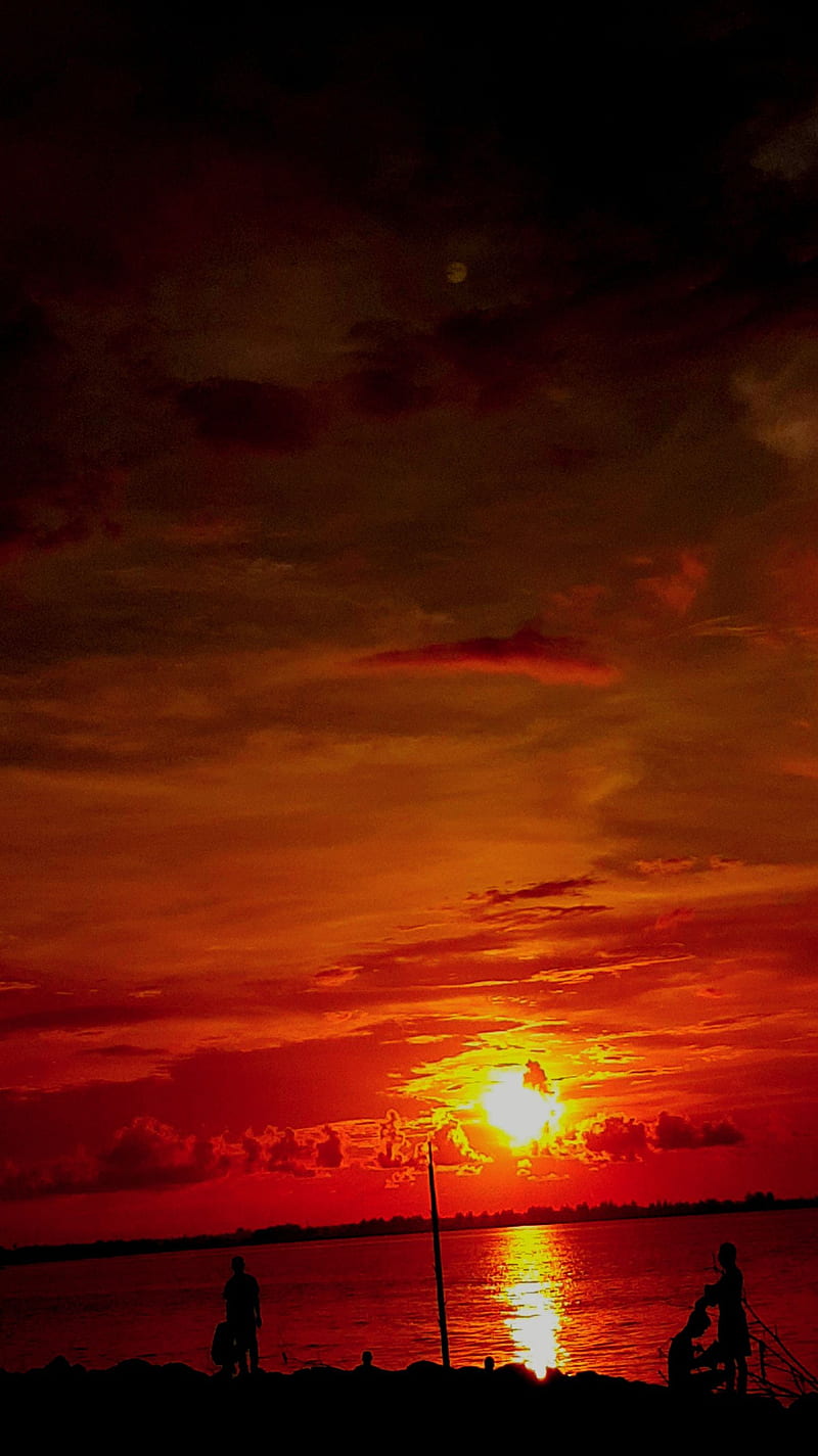 Sunset red full , sunset, nature, HD phone wallpaper