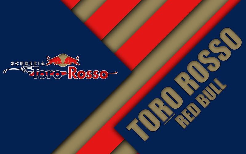 Red Bull Toro Rosso, Honda, Faenza, Italy Formula 1, emblem, material design, blue red abstraction, Toro Rosso logo, season 2018, F1 race, Toro Rosso, HD wallpaper
