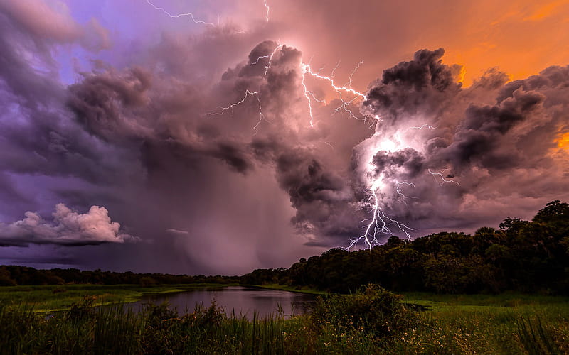 lightning strike-Landscapes, HD wallpaper