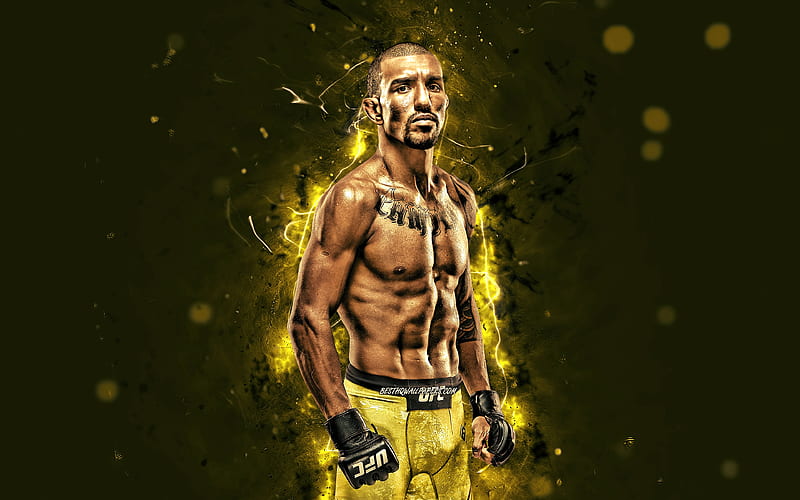 Raoni Barcelos yellow neon lights, Brazilian fighters, MMA, UFC, female fighters, Mixed martial arts, Raoni Barcelos , UFC fighters, MMA fighters, HD wallpaper