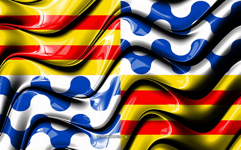 Badalona Flag Cities of Spain, Europe, Flag of Badalona, 3D art, Badalona, Spanish cities, Badalona 3D flag, Spain, HD wallpaper
