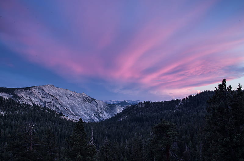 Good Morning!, Yosemite, colors, sun rise, sky, clouds, mountain, California, Pentax, morning, HD wallpaper