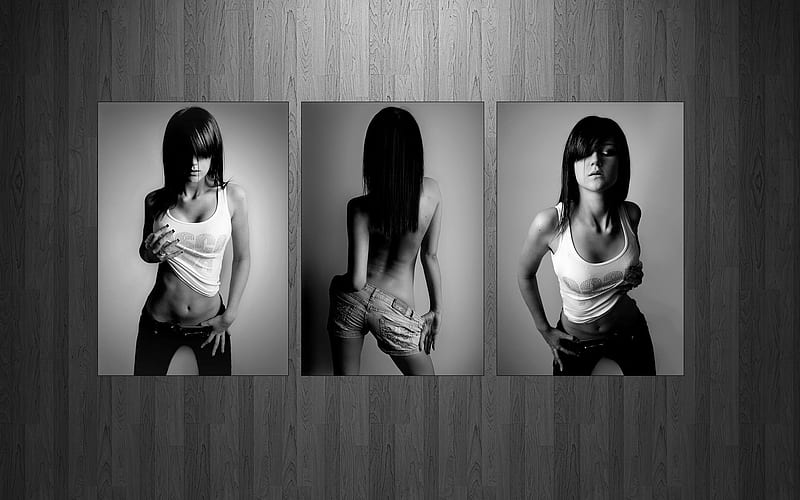 sexy girl, , girl, model, music, black, white, HD wallpaper