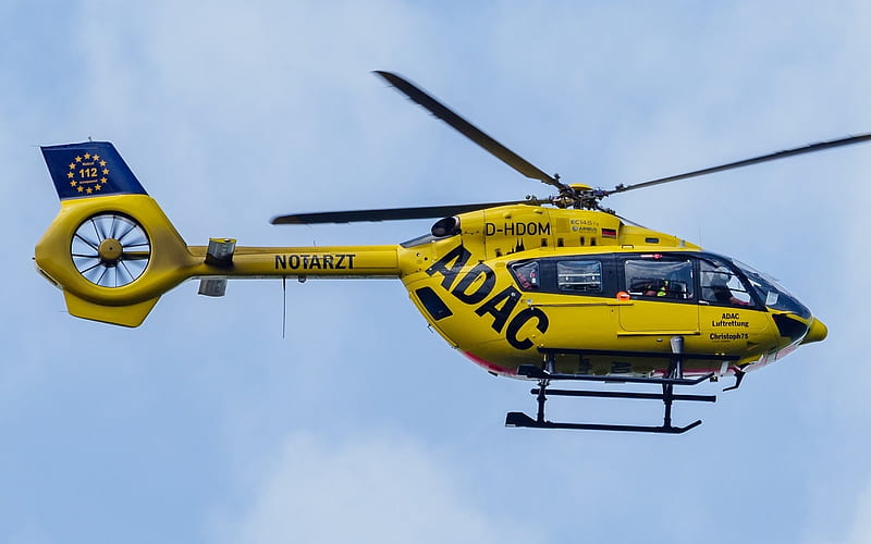 Ambulance Helicopter, yellow, aircraft, sky, helicopter, HD wallpaper