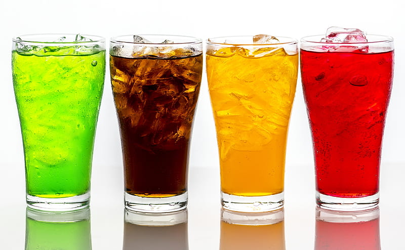 Glasses of Soda with Ice Cubes Ultra, Food and Drink, Colorful, desenho, Cold, Glasses, Fresh, liquid, Soda, drink, beverage, Flavored, icecubes, fizzydrinks, HD wallpaper