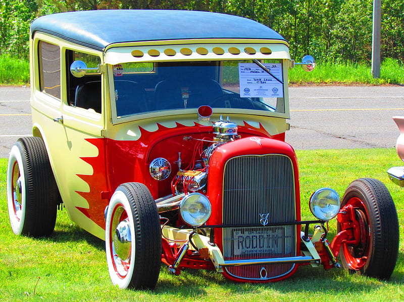 1928 Ford Model A sedan Hot Rod, 1928, cool, hot rod, ford, model a, classic, HD wallpaper