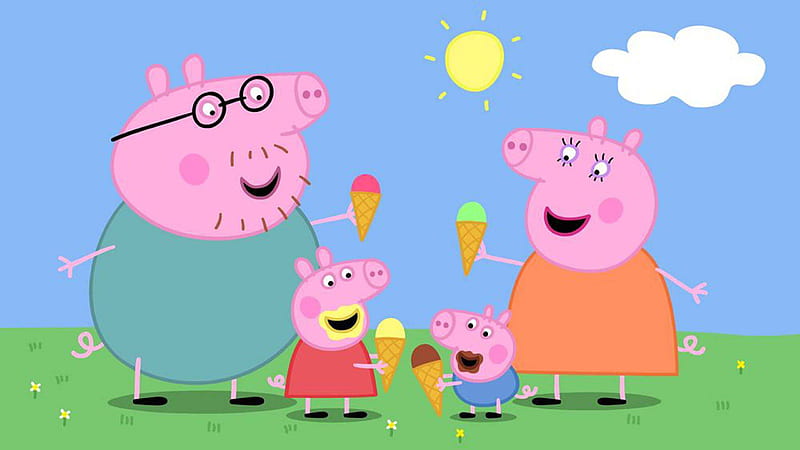 Daddy pig mummy pig george pig peppa pig with icecream anime, HD wallpaper  | Peakpx