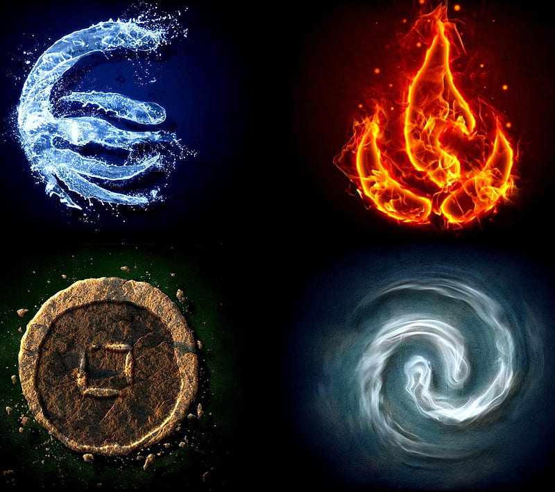 four elements, air, earth, fire, water, HD wallpaper