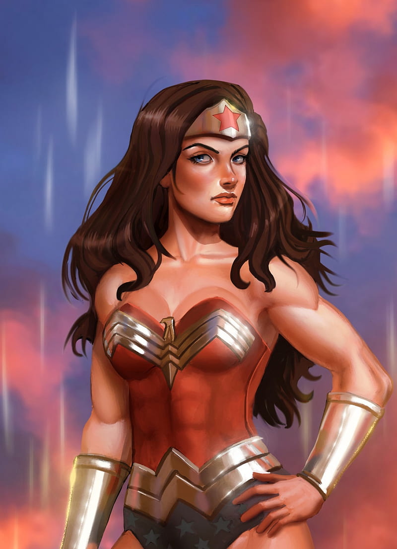 Fan art, superhero, warrior, Wonder Woman , , iPhone 4, iPhone 4S, iPod touch, HD phone wallpaper