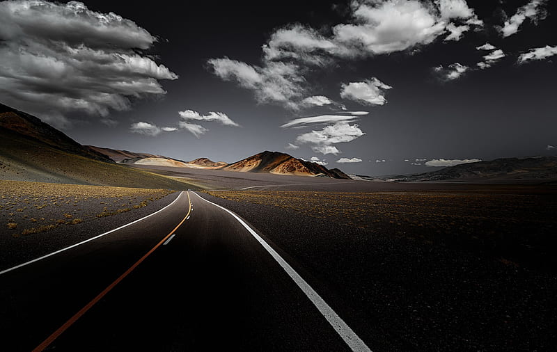 Dark Road Clouds Over Landscape View Front, road, clouds, nature, dark, graphy, mountains, HD wallpaper