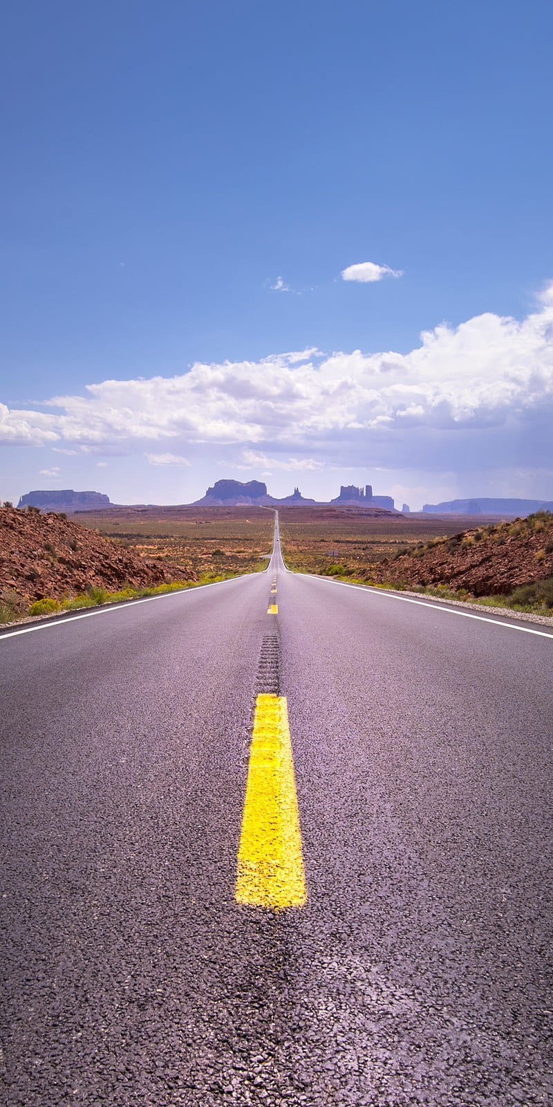 Straight Road, asphalt, clouds, nature, sky, usa, HD phone wallpaper