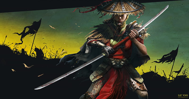 Woman Samurai Warrior with Sword, HD wallpaper