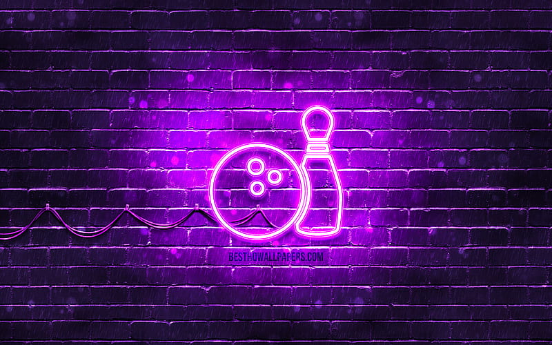 Bowling neon icon violet background, neon symbols, Bowling, neon icons ...
