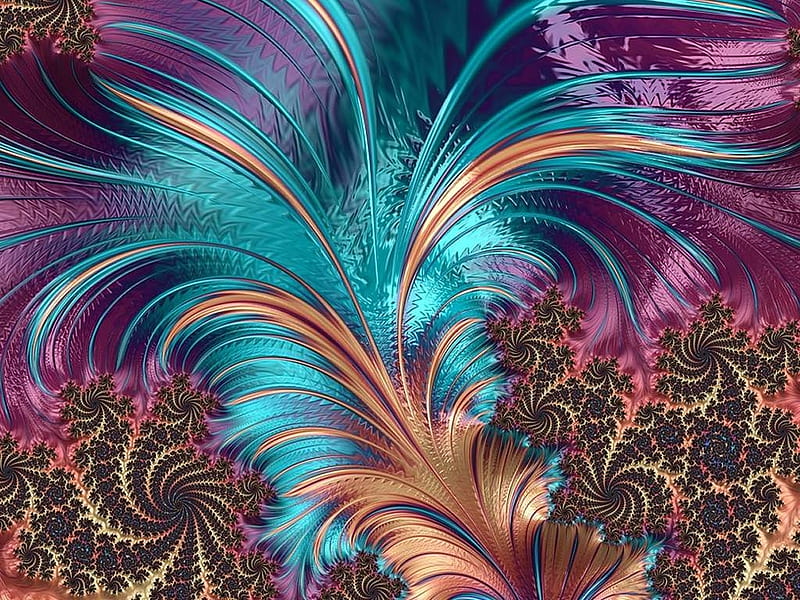 A Feather to Tickle your Fancy, Fractal, Beautiful Colors, Alluring, Vivid, Vibrant, HD wallpaper