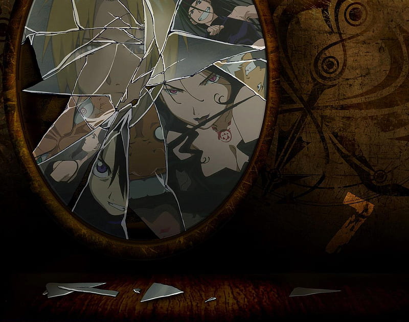 Fullmetal Alchemist, broken, anime, homunculus, 7, mirror, alchemist, HD wallpaper