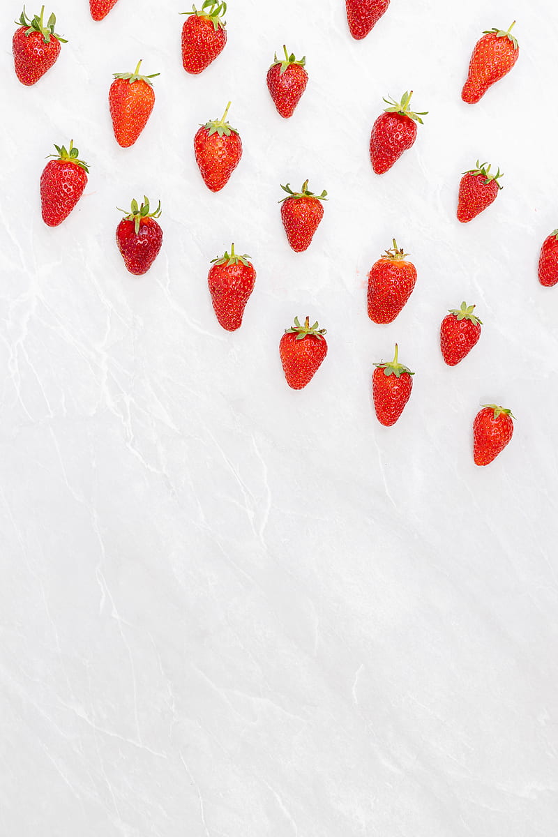 strawberry, berry, fruit, background, white, HD phone wallpaper