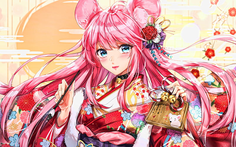 Megurine Luka, kimono, Vocaloid Characters, girl with pink hair, manga, Vocaloid, Luka Megurine, HD wallpaper