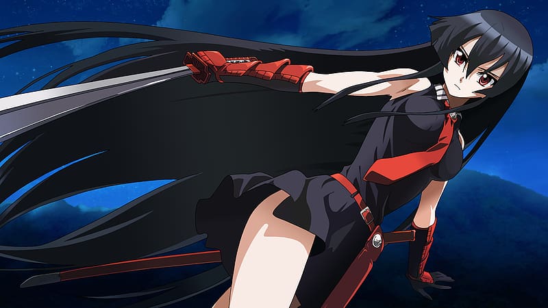 Anime girl red eyes katana black hair akame ga kill Custom Gaming Mat Desk