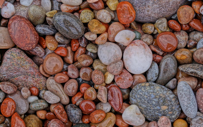 coast, rocks, pebbles, pebble stones, HD wallpaper