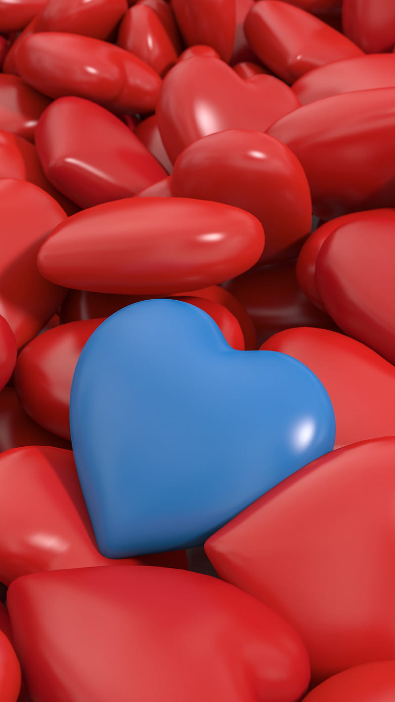 Blue Heart , red, love, HD phone wallpaper