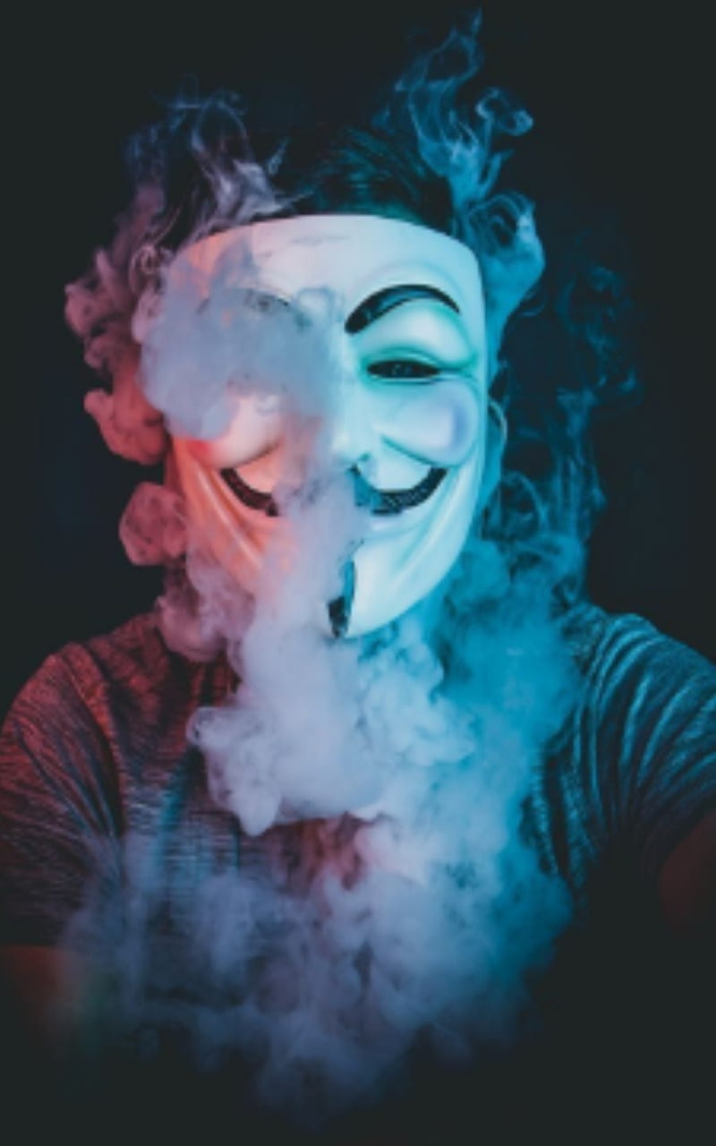 Smoking Anonymus, mask, smoke, HD phone wallpaper
