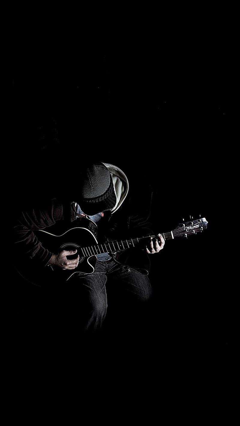 Music Lover.black.guiter, music lover, guiter, black, music, HD phone wallpaper