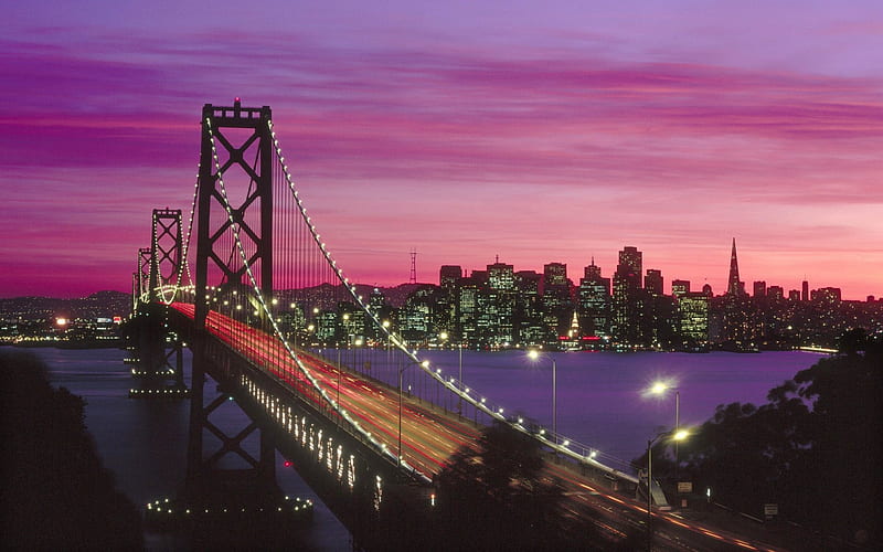 he next night in San Francisco-Oakland Bay Bridge, HD wallpaper