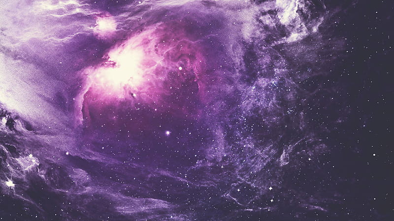 nebula galaxy, stars, purple lights, HD wallpaper