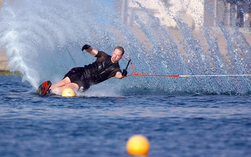 Water skiing, sport, water, summer, fun, wave, HD wallpaper