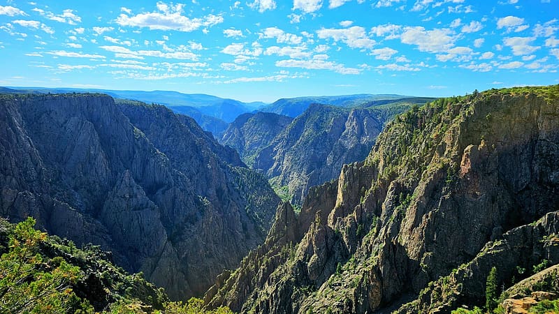 Black Canyon of the Gunnison National Park, Montrose, Colorado, sky, mountains, rocks, landscape, clouds, usa, HD wallpaper