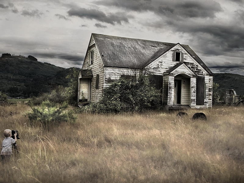 Old House, architecture, house, gris, land, sky, old, HD wallpaper | Peakpx