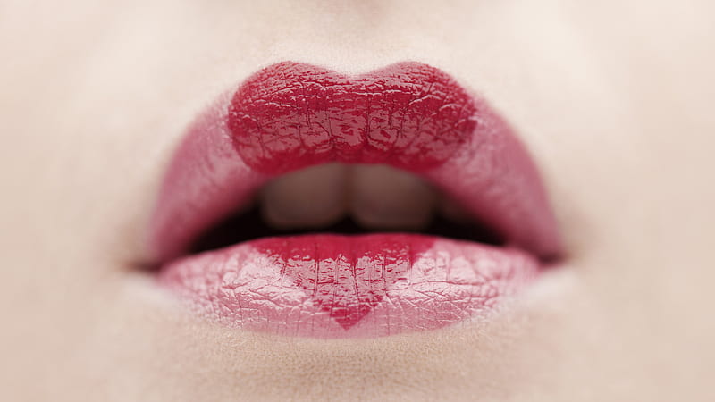Love Kiss, red, love, heart, phot, lips, kiss, HD wallpaper