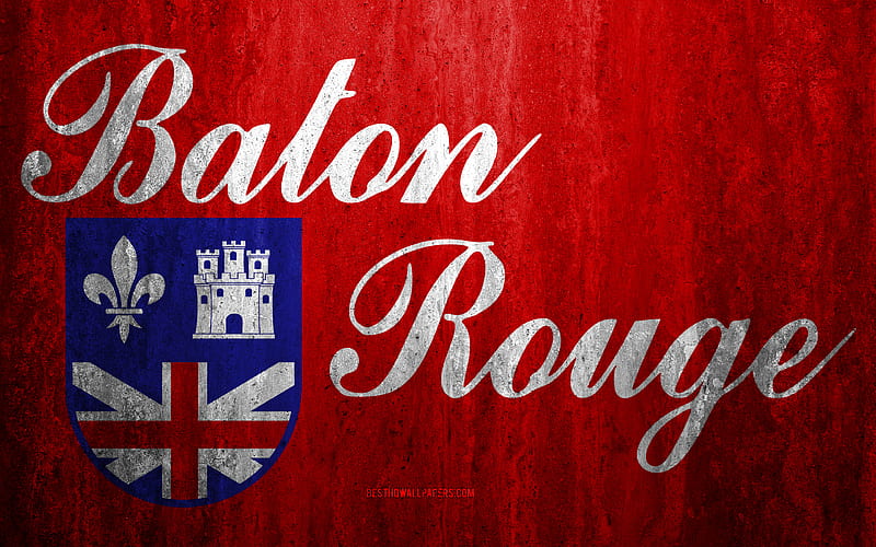 Flag of Baton Rouge, Louisiana stone background, American city, grunge flag, Baton Rouge, USA, Baton Rouge flag, grunge art, stone texture, flags of american cities, HD wallpaper