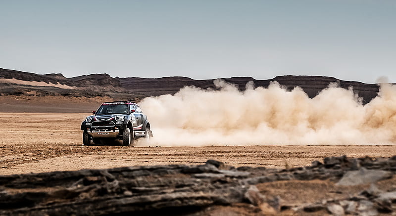 2017 MINI Countryman John Cooper Works Rally - In a Desert - Front , car, HD wallpaper