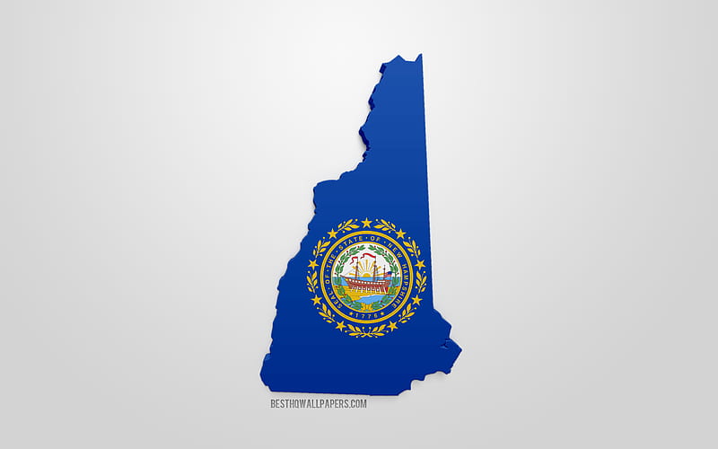 3d flag of New Hampshire, map silhouette of New Hampshire, US state, 3d art, New Hampshire 3d flag, USA, North America, New Hampshire, geography, New Hampshire 3d silhouette, HD wallpaper