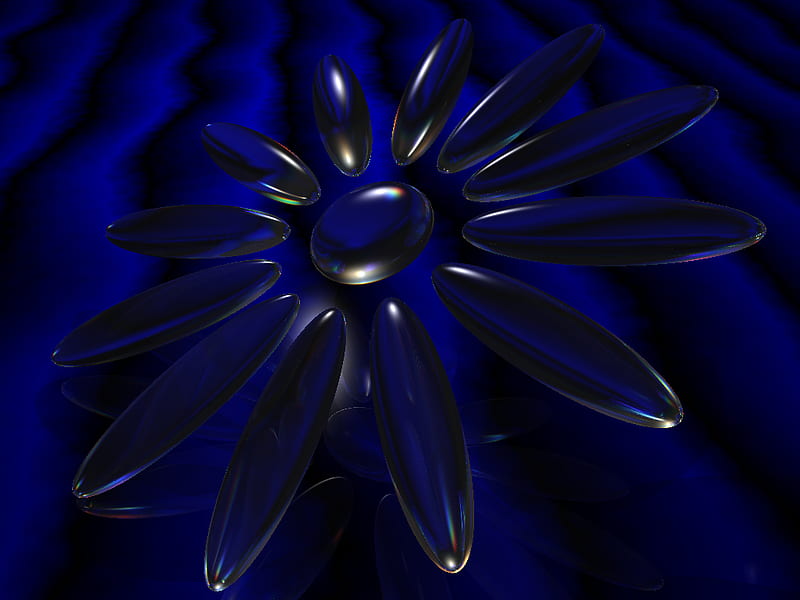 saphire flower, flower, glassy, 3d, blue, HD wallpaper