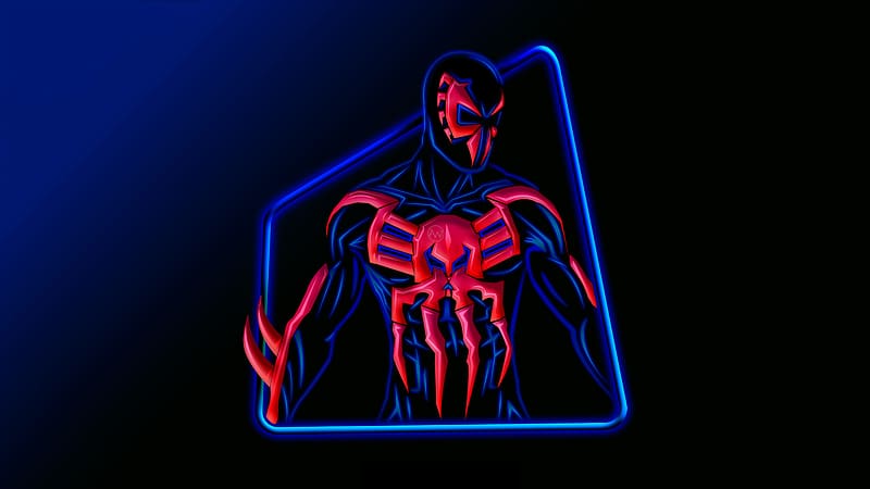 The Spider Man 2099 Neon Artwork, spiderman-2099, superheroes, artwork, digital-art, artist, behance, HD wallpaper