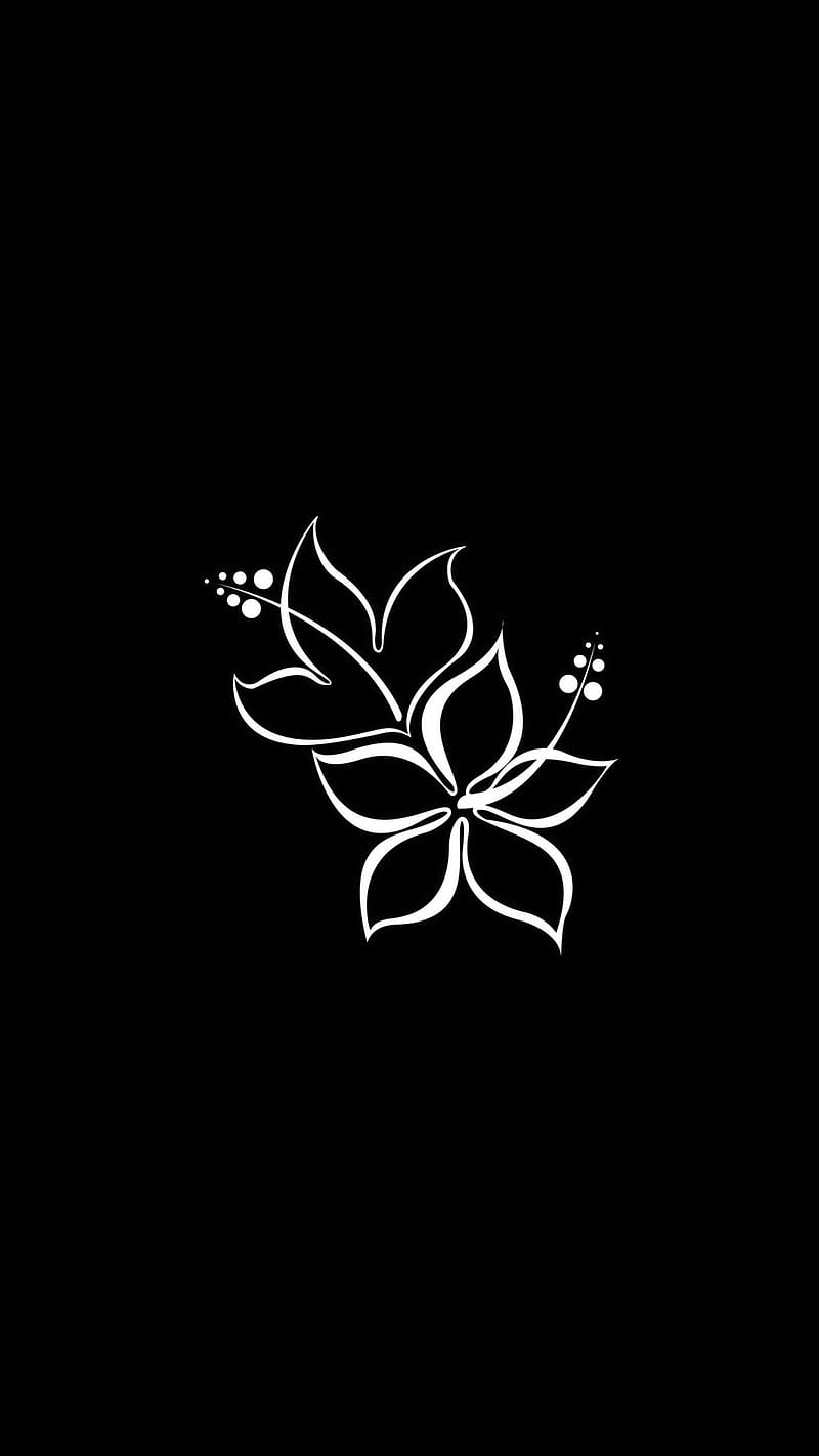 flowers, hibiscus, outline, HD phone wallpaper