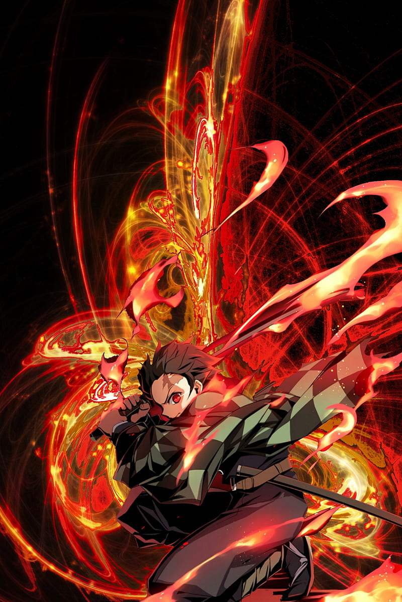 Tanjiro Flame Demon Slayer Wallpaper iPhone Phone 4K 8931e