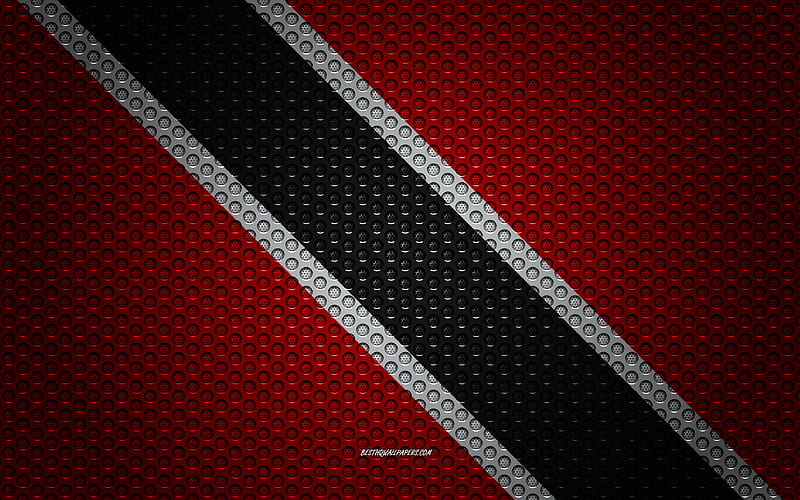 Flag of Trinidad and Tobago creative art, metal mesh texture, Trinidad and Tobago flag, national symbol, metal flag, Trinidad and Tobago, North America, flags of North America countries, HD wallpaper