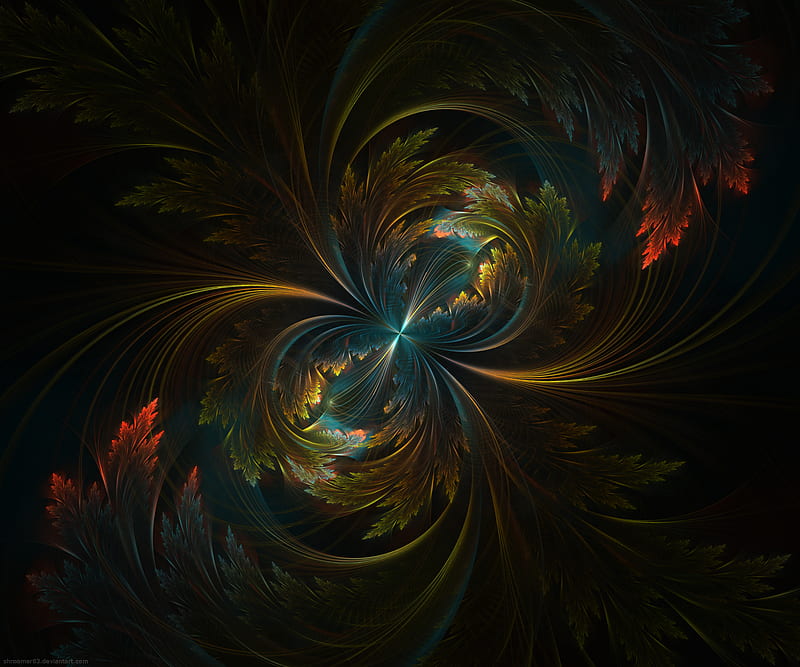 fractal, swirling, colorful, branches, abstraction, HD wallpaper