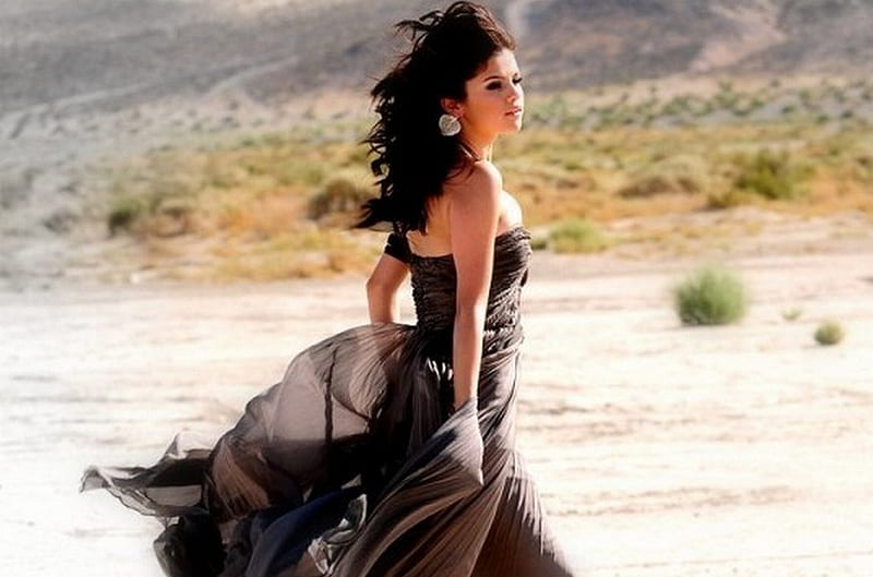 The beautiful wandering, black, desert, bonito, woman, HD wallpaper