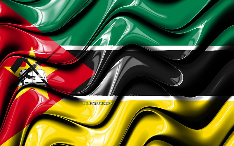 Mozambican flag Africa, national symbols, Flag of Mozambique, 3D art, Mozambique, African countries, Mozambique 3D flag, HD wallpaper