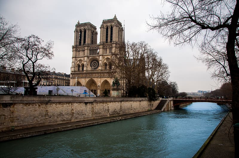 Architecture, Paris, Building, France, Church, River, Cathedral, Europe, Notre Dame De Paris, Religious, Cathedrals, HD wallpaper