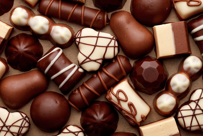 Chocolately Delicious, candy, desert, brown, food, chocolate, white, sweet, HD wallpaper