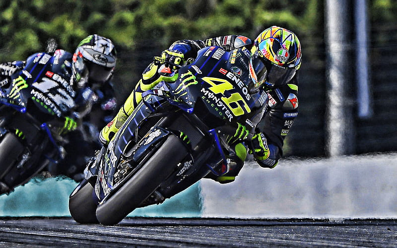 Valentino Rossi, 2019, MotoGP, Yamaha YZR-M1, race, new sport bike, japanese racing motorcycles, Monster Energy Yamaha MotoGP, Rossi, HD wallpaper