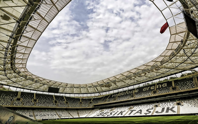 Vodafone Park, inside view, football field, turkish football stadium, Besiktas stadium, Istanbul, Turkey, football, new stadiums, HD wallpaper