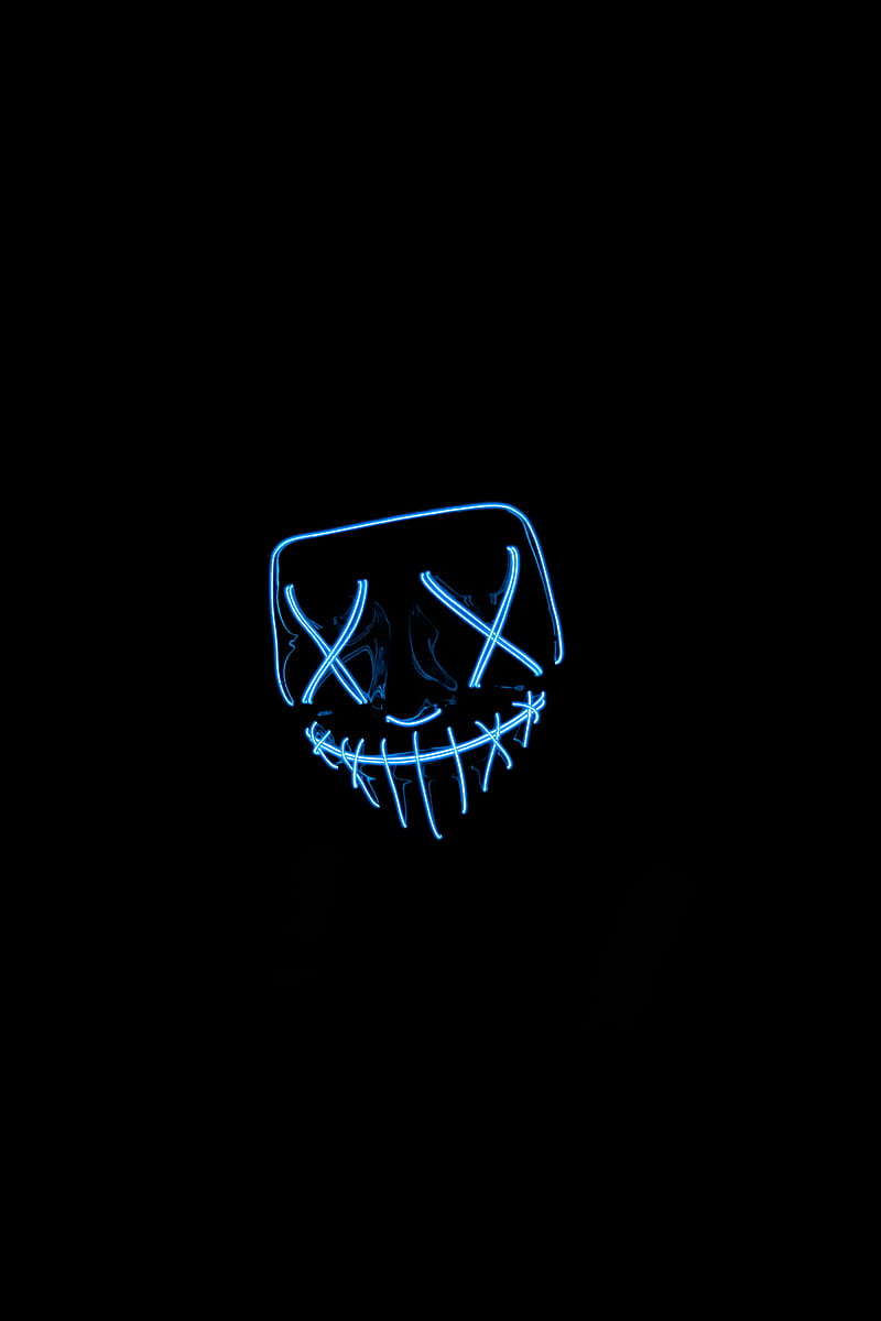 mask, neon, dark, darkness, HD phone wallpaper