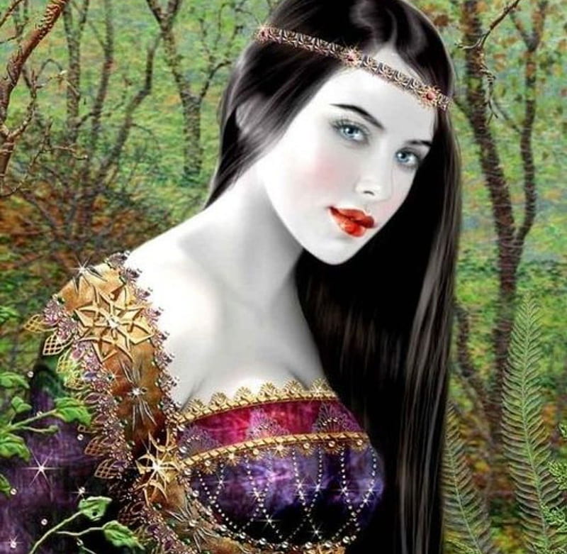 Snow White, art, fair, girl, bonito, maiden, HD wallpaper
